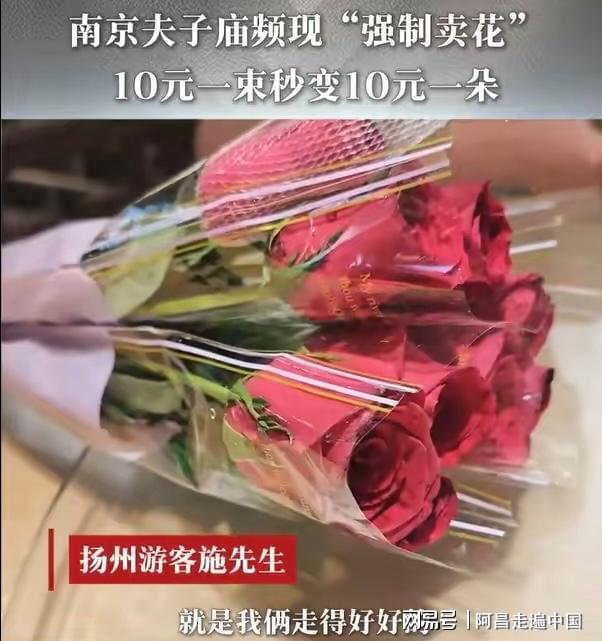 江苏南京夫子庙，小摊贩强制卖鲜花给游客：10元一束变成10元一朵_江苏南京夫子庙，小摊贩强制卖鲜花给游客：10元一束变成10元一朵_