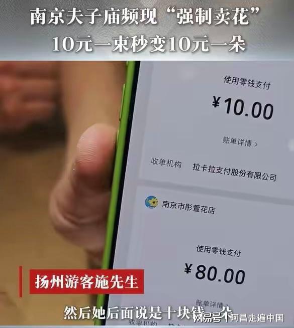 江苏南京夫子庙，小摊贩强制卖鲜花给游客：10元一束变成10元一朵__江苏南京夫子庙，小摊贩强制卖鲜花给游客：10元一束变成10元一朵