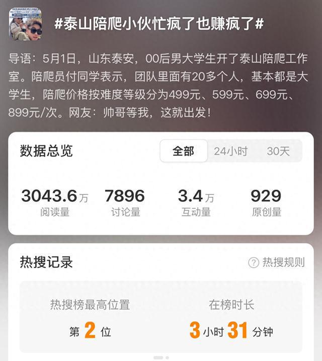 “泰山陪爬”再上热搜，陪爬员这行真的赚疯了？
