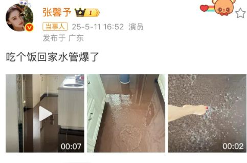 _张馨予家里水管爆淹成水帘洞，拖鞋玩水晒自拍，网友却只关注脚_张馨予家里水管爆淹成水帘洞，拖鞋玩水晒自拍，网友却只关注脚