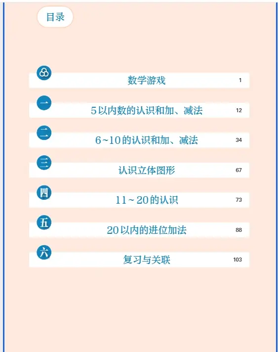 2025新人教版小学一年级数学（上册）电子课本（最高清下载打印）