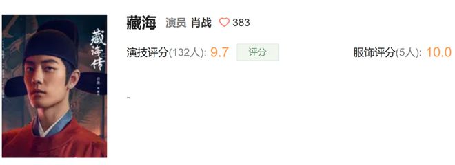 《藏海传》演员演技评分，黄觉垫底，肖战9.7分第三，第一无争议__《藏海传》演员演技评分，黄觉垫底，肖战9.7分第三，第一无争议