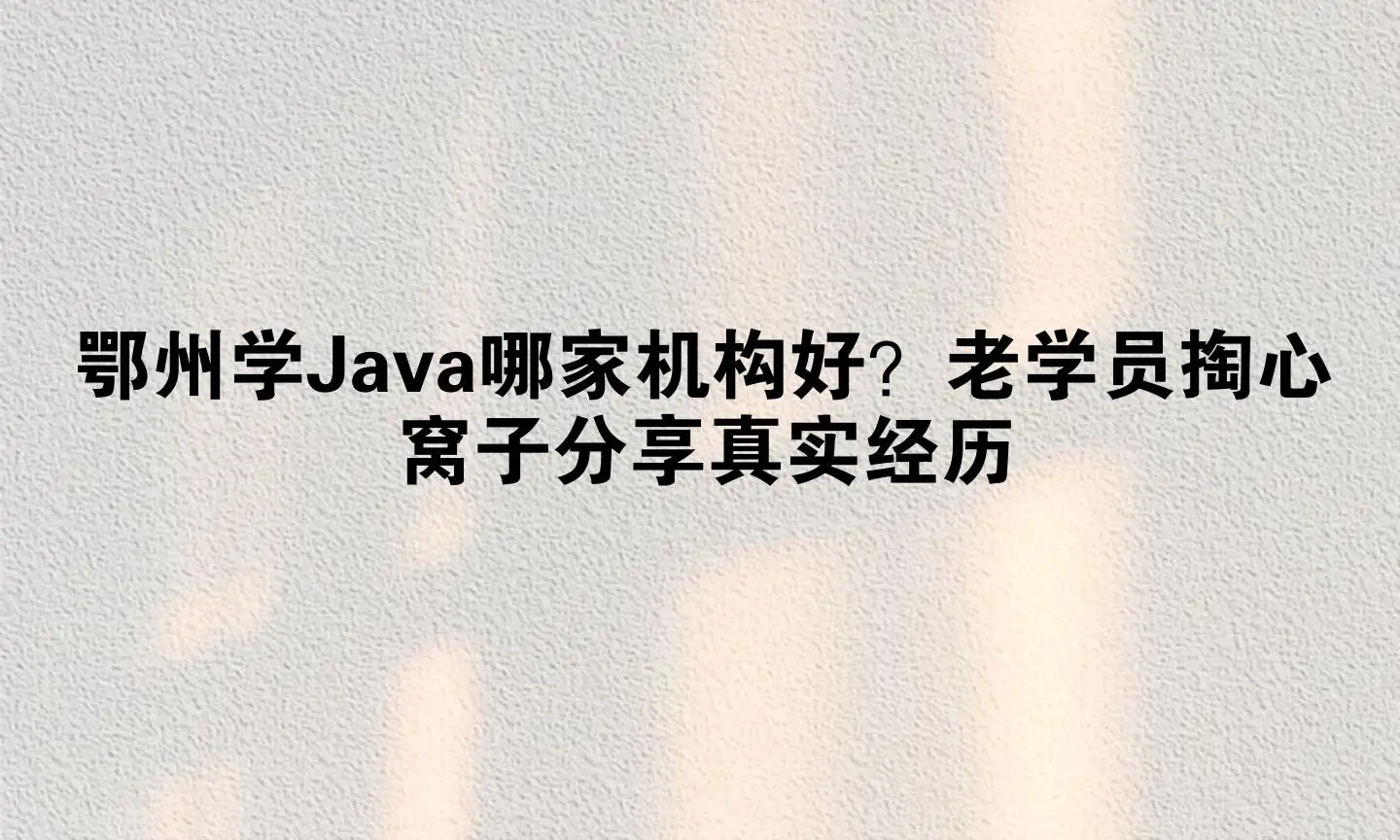 鄂州学Java哪家机构好？老学员掏心窝子分享真实经历