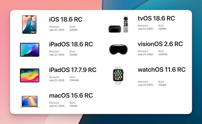 苹果发布iOS18.6 RC版系统更新，正式版预计下周推送！