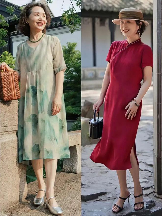 中年人穿的裙裙_中年过膝连衣裙_